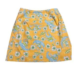 Lilly Pulitzer Monkey Floral Reversible Wrap Skirt